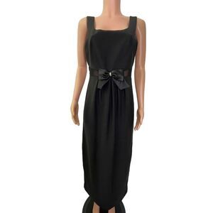 Vintage Cattiva black bow M dress, elegant classy, Old Hollywood, LBD mesh sides